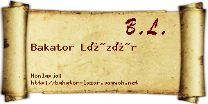 Bakator Lázár névjegykártya